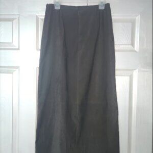 Vintage Olive Green Suede Like Maxi Skirt Size 8